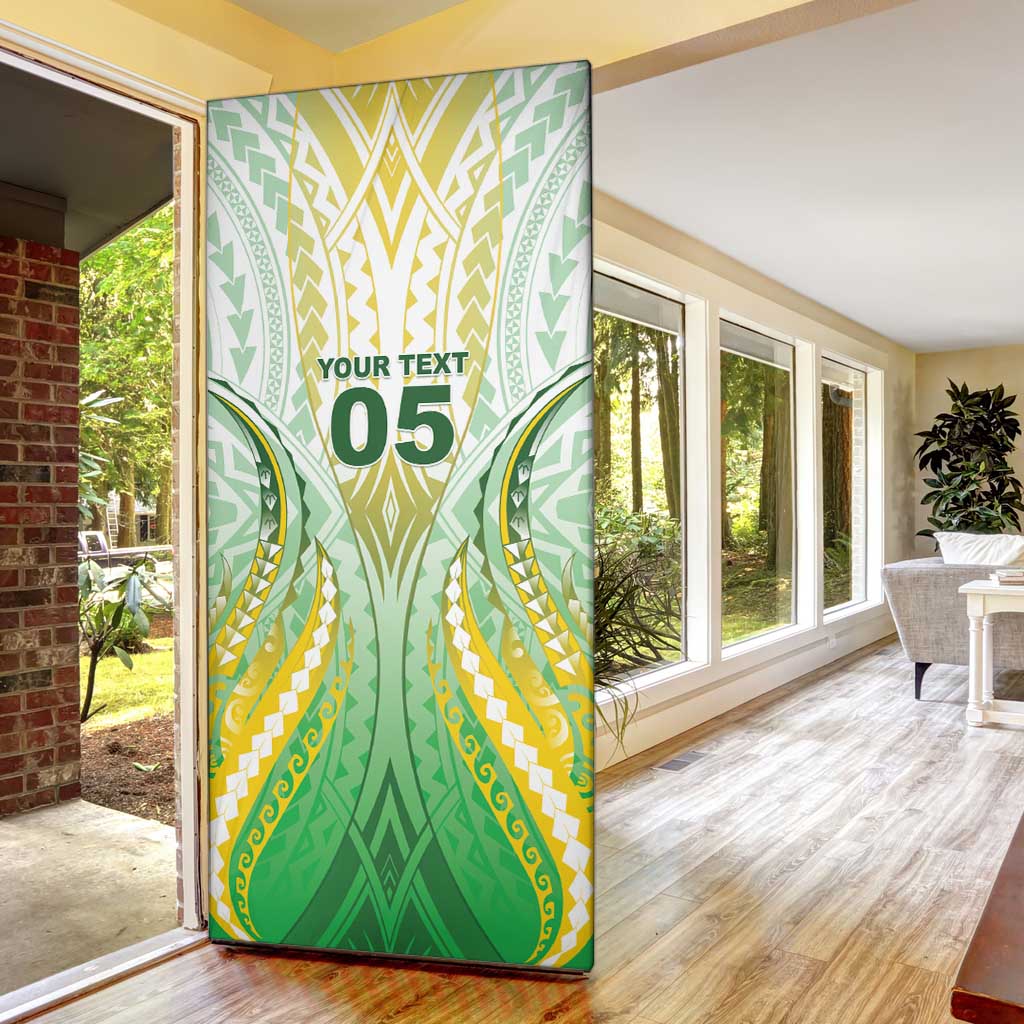 Custom Cook Islands Rugby Door Cover Unique Style White Version - Polynesian Pride