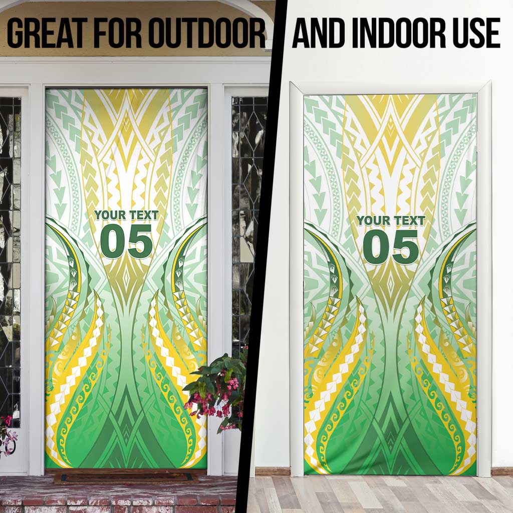 Custom Cook Islands Rugby Door Cover Unique Style White Version - Polynesian Pride