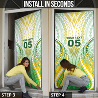 Custom Cook Islands Rugby Door Cover Unique Style White Version - Polynesian Pride