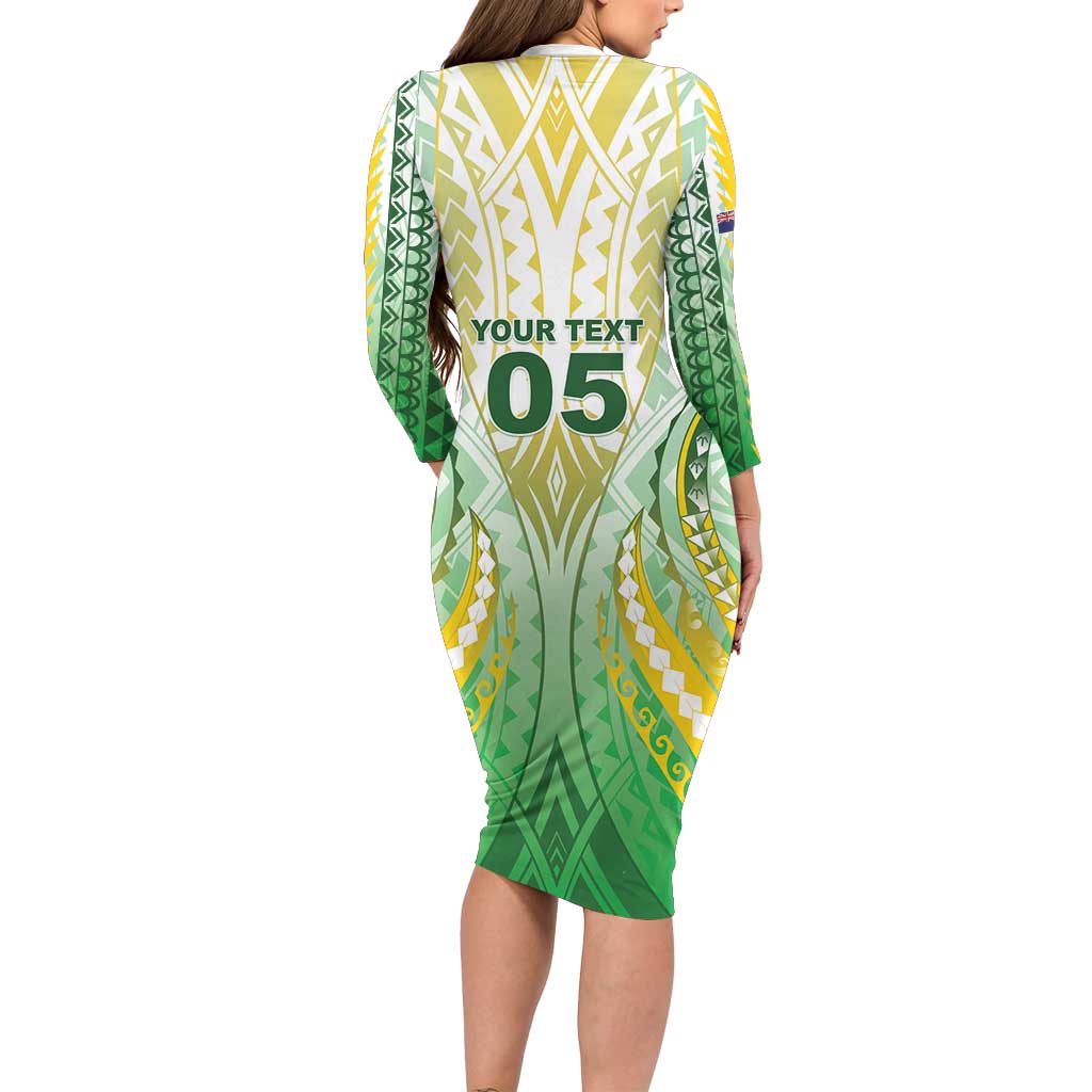 Custom Cook Islands Rugby Family Matching Long Sleeve Bodycon Dress and Hawaiian Shirt Unique Style White Version - Polynesian Pride