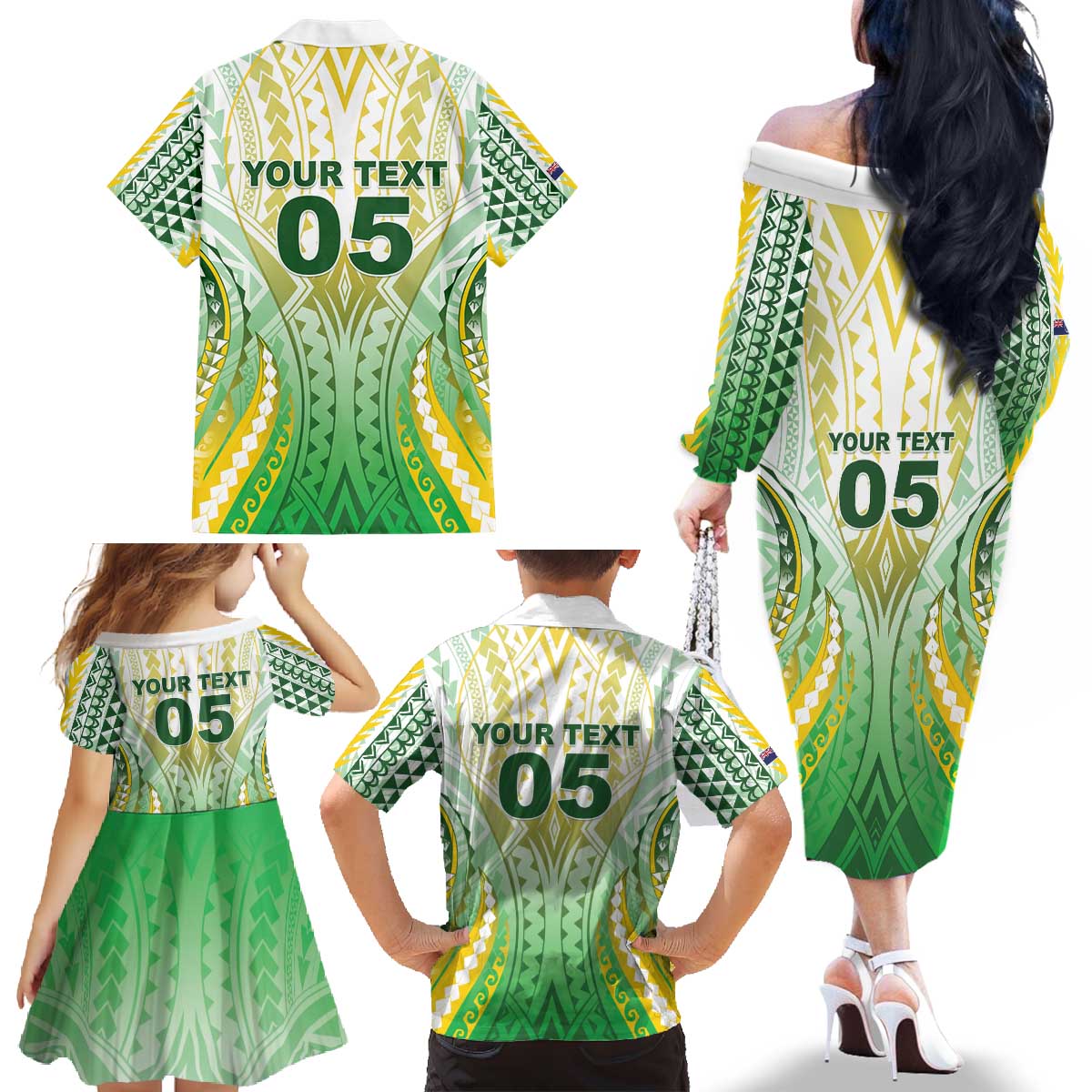 Custom Cook Islands Rugby Family Matching Off The Shoulder Long Sleeve Dress and Hawaiian Shirt Unique Style White Version - Polynesian Pride