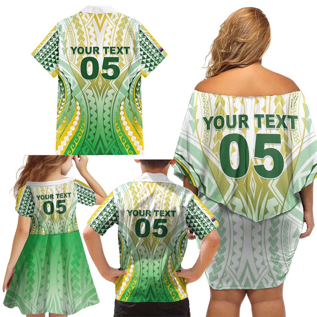 Custom Cook Islands Rugby Family Matching Off Shoulder Short Dress and Hawaiian Shirt Unique Style White Version - Polynesian Pride