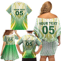 Custom Cook Islands Rugby Family Matching Off Shoulder Short Dress and Hawaiian Shirt Unique Style White Version - Polynesian Pride