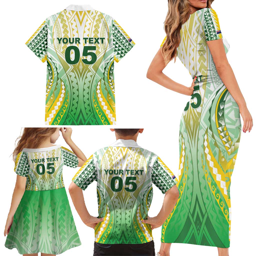 Custom Cook Islands Rugby Family Matching Short Sleeve Bodycon Dress and Hawaiian Shirt Unique Style White Version - Polynesian Pride