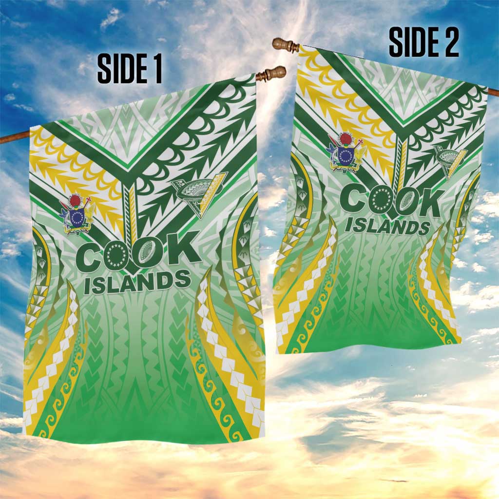 Cook Islands Rugby Garden Flag Unique Style White Version - Polynesian Pride