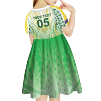 Custom Cook Islands Rugby Kid Short Sleeve Dress Unique Style White Version - Polynesian Pride