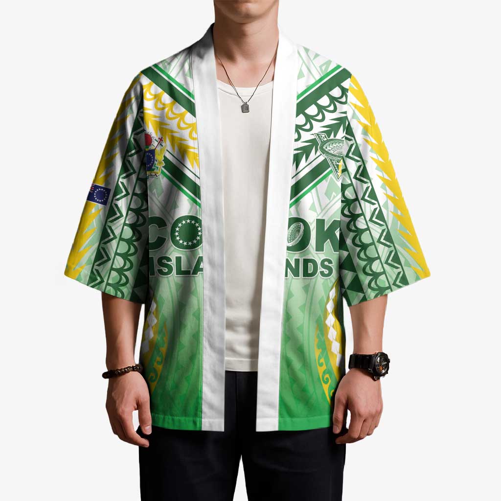 Custom Cook Islands Rugby Kimono Unique Style White Version - Polynesian Pride