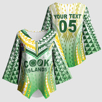Custom Cook Islands Rugby Kimono Sleeve Blouse Unique Style White Version - Polynesian Pride