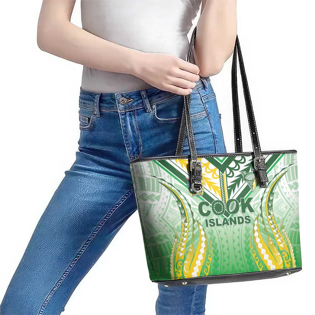 Cook Islands Rugby Leather Tote Bag Unique Style White Version - Polynesian Pride