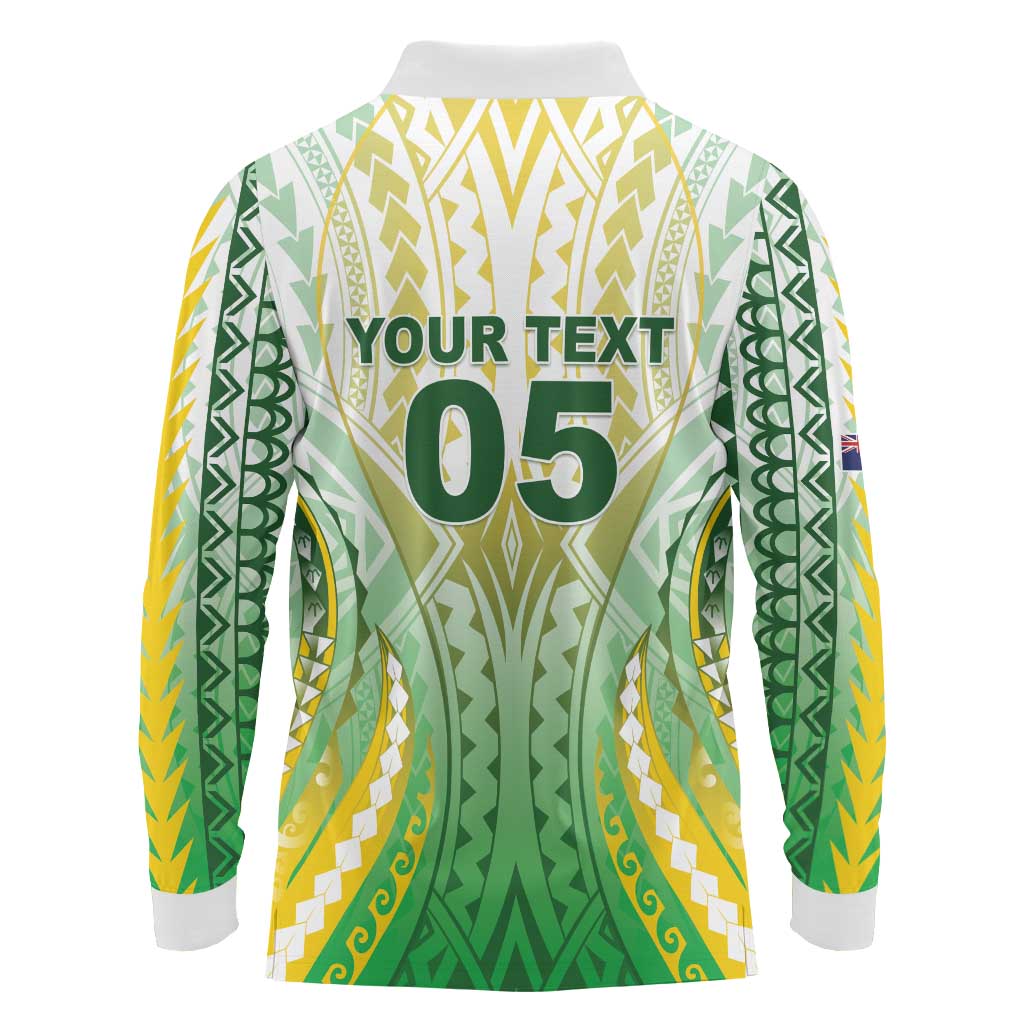 Custom Cook Islands Rugby Long Sleeve Polo Shirt Unique Style White Version - Polynesian Pride