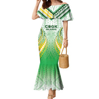 Custom Cook Islands Rugby Mermaid Dress Unique Style White Version LT05 Women White - Polynesian Pride