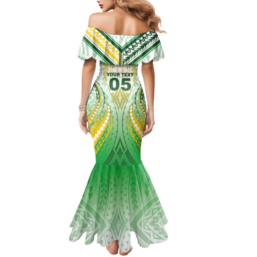 Custom Cook Islands Rugby Mermaid Dress Unique Style White Version LT05 - Polynesian Pride