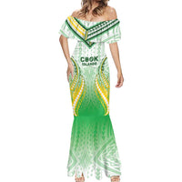 Custom Cook Islands Rugby Mermaid Dress Unique Style White Version LT05 - Polynesian Pride