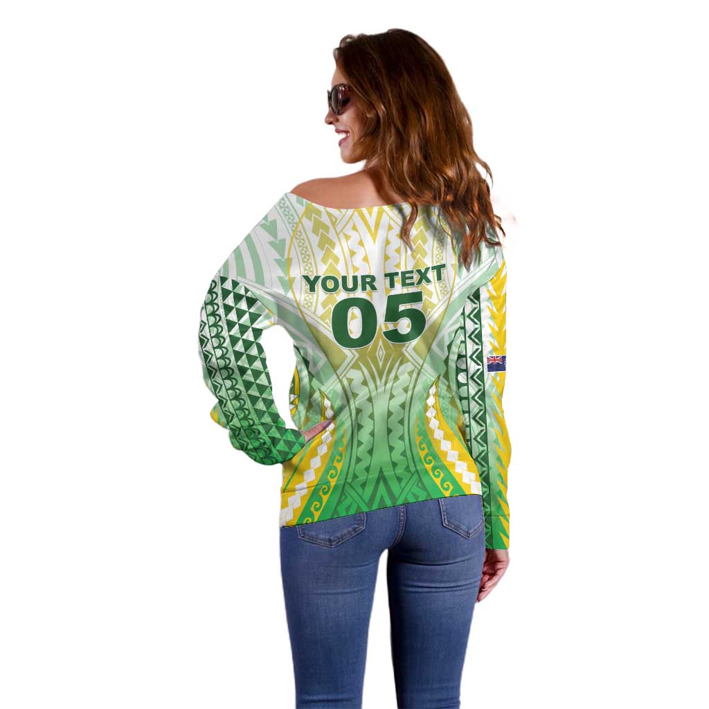 Custom Cook Islands Rugby Off Shoulder Sweater Unique Style White Version - Polynesian Pride