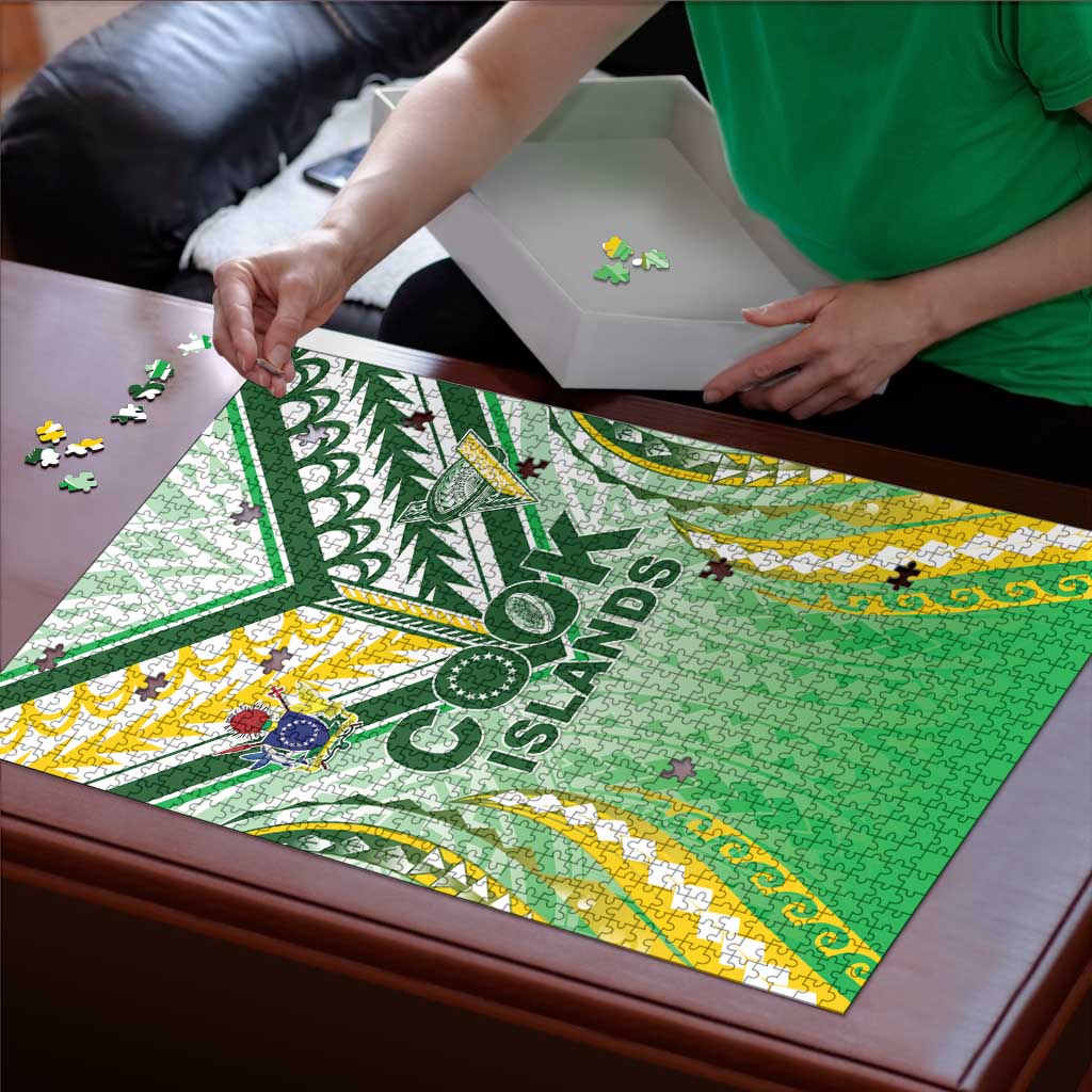 Cook Islands Rugby Puzzle Unique Style White Version - Polynesian Pride