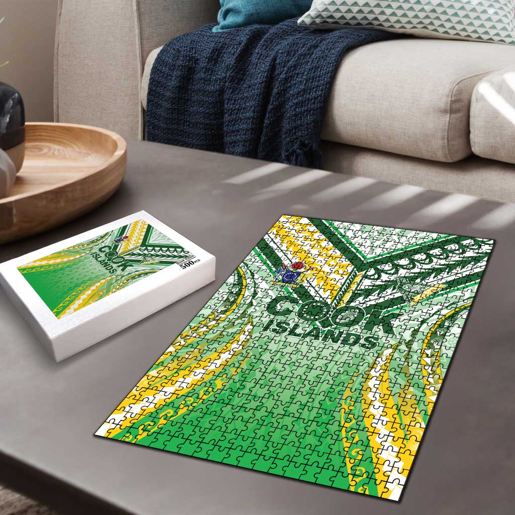 Cook Islands Rugby Puzzle Unique Style White Version - Polynesian Pride