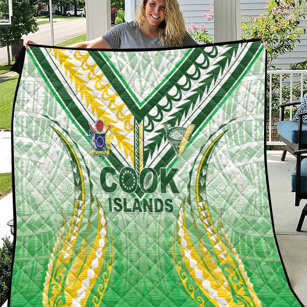 Cook Islands Rugby Quilt Unique Style White Version - Polynesian Pride