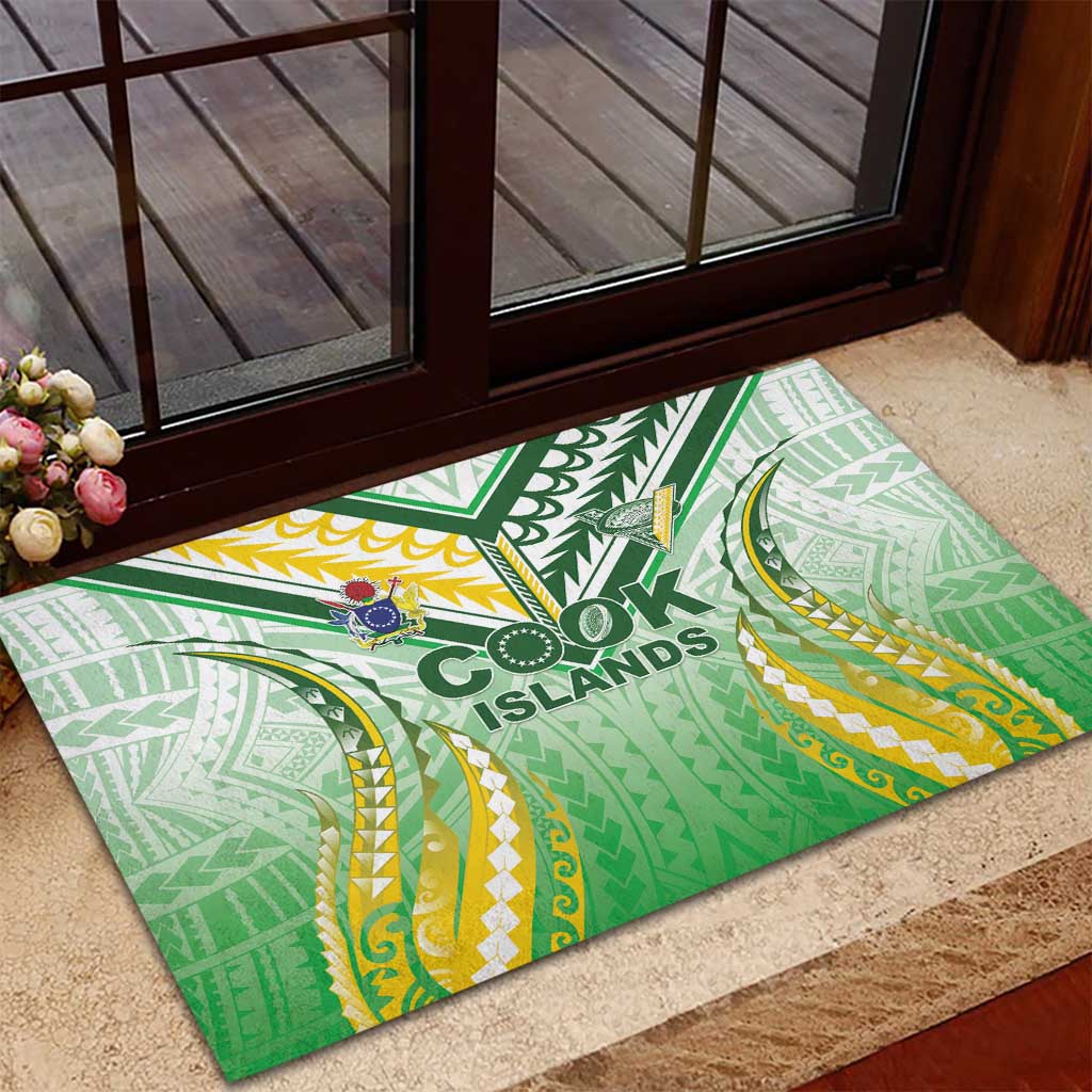 Cook Islands Rugby Rubber Doormat Unique Style White Version - Polynesian Pride