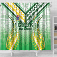 Cook Islands Rugby Shower Curtain Unique Style White Version - Polynesian Pride
