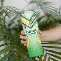 Custom Cook Islands Rugby Skinny Tumbler Unique Style White Version - Polynesian Pride