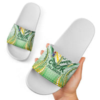 Cook Islands Rugby Slide Sandals Unique Style White Version - Polynesian Pride