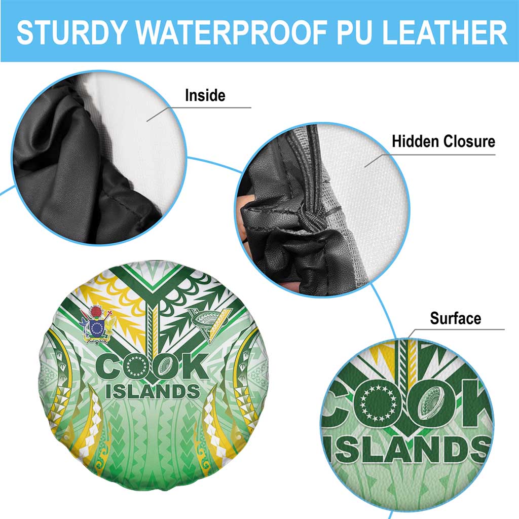 Cook Islands Rugby Spare Tire Cover Unique Style White Version - Polynesian Pride