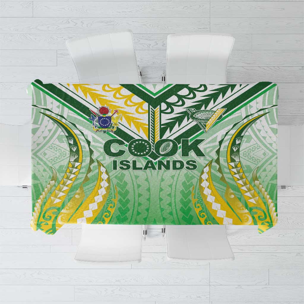 Cook Islands Rugby Tablecloth Unique Style White Version - Polynesian Pride