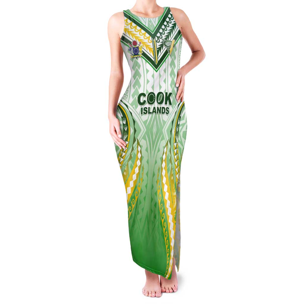 Custom Cook Islands Rugby Tank Maxi Dress Unique Style White Version - Polynesian Pride