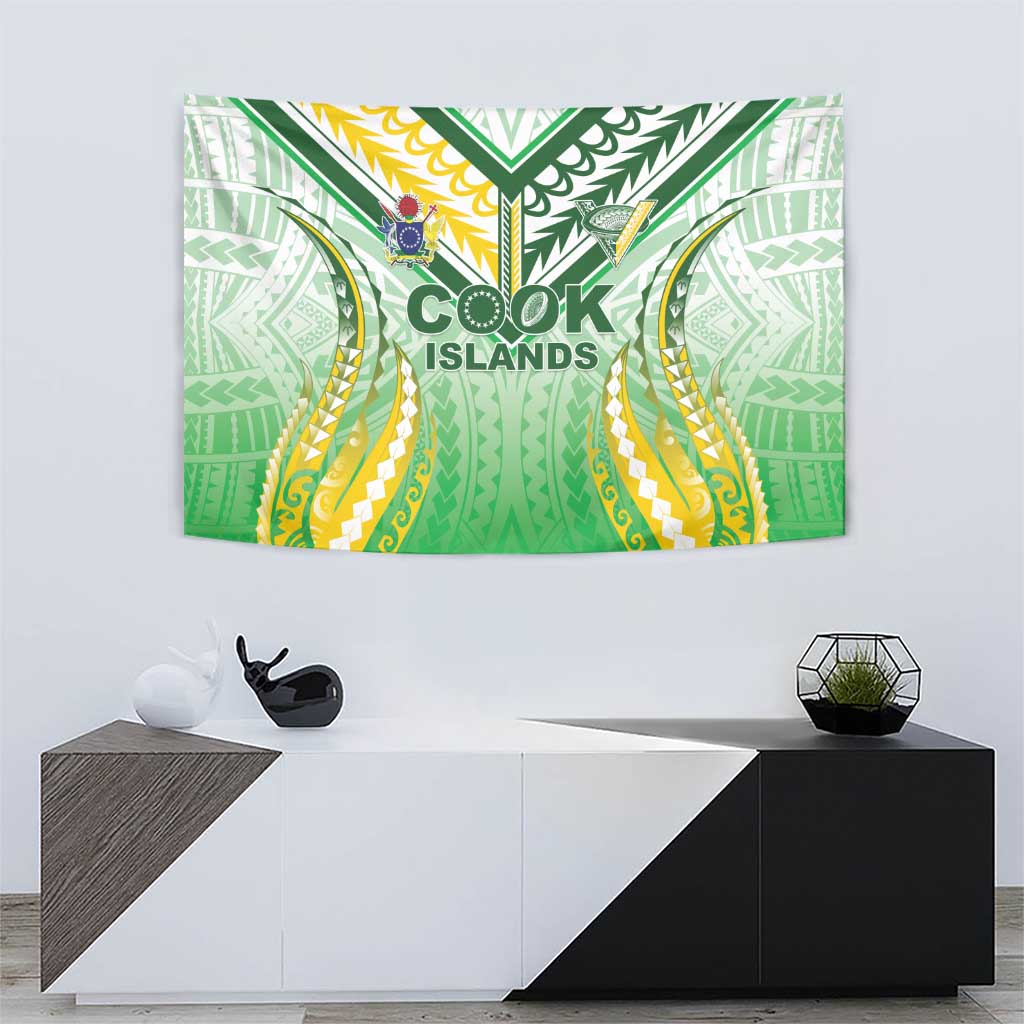 Cook Islands Rugby Tapestry Unique Style White Version - Polynesian Pride