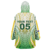 Custom Cook Islands Rugby Wearable Blanket Hoodie Unique Style White Version - Polynesian Pride