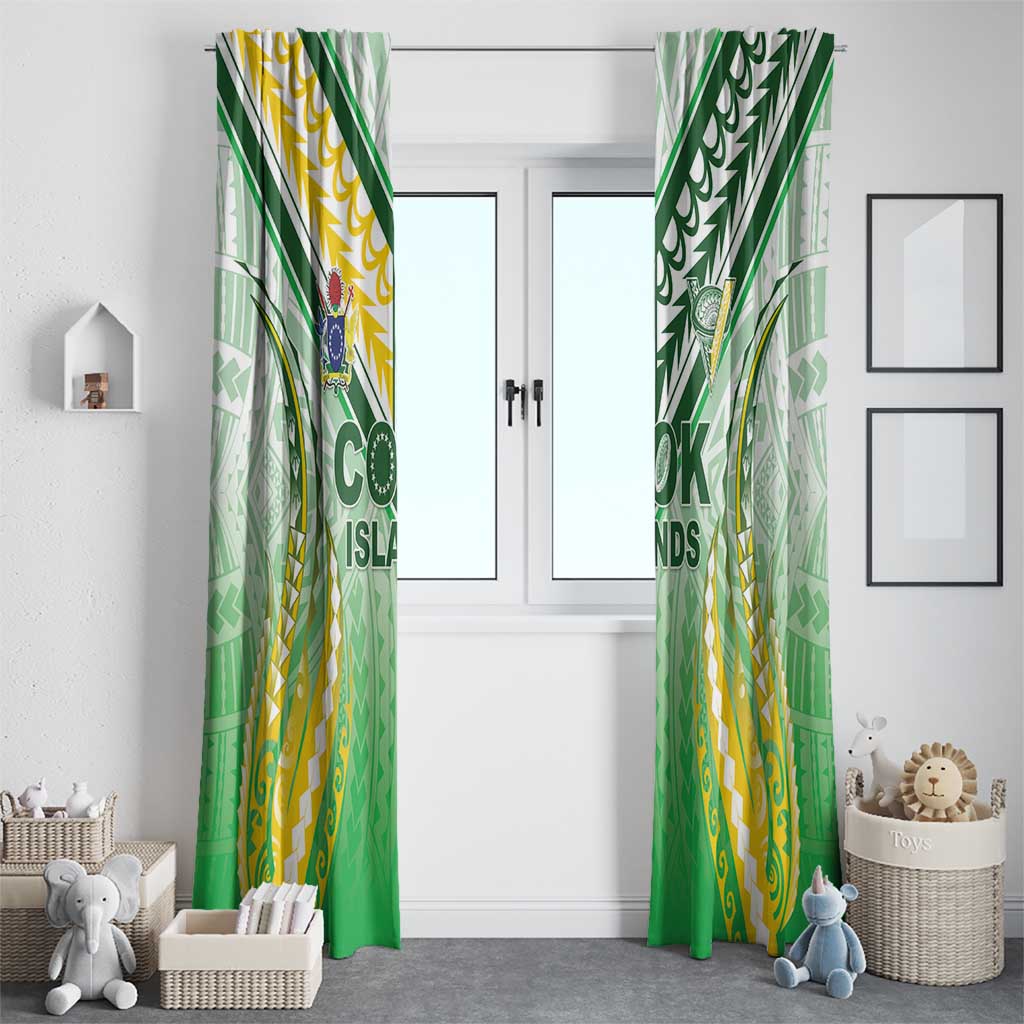 Cook Islands Rugby Window Curtain Unique Style White Version - Polynesian Pride