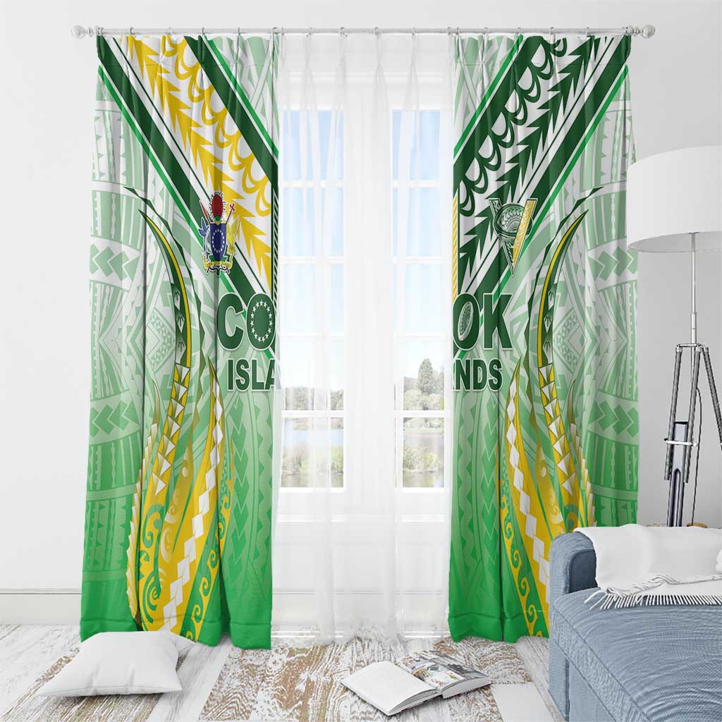 Cook Islands Rugby Window Curtain Unique Style White Version - Polynesian Pride