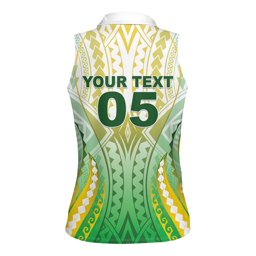 Custom Cook Islands Rugby Women Sleeveless Polo Shirt Unique Style White Version - Polynesian Pride