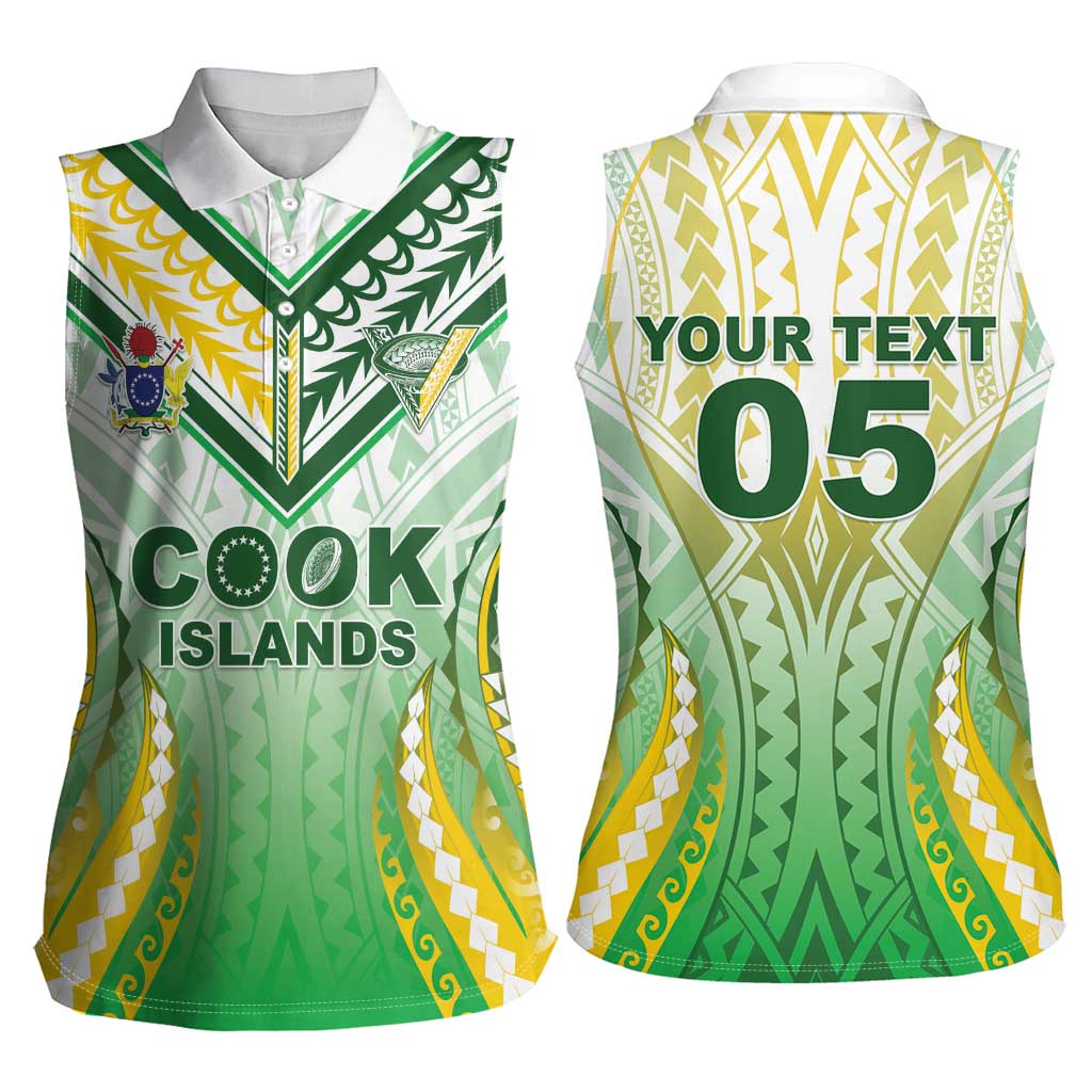 Custom Cook Islands Rugby Women Sleeveless Polo Shirt Unique Style White Version - Polynesian Pride