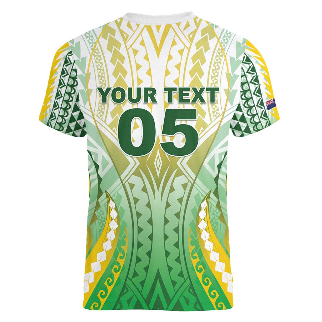 Custom Cook Islands Rugby Women V-Neck T-Shirt Unique Style White Version - Polynesian Pride
