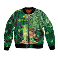 Personalised Hawaii St.Patrick Day Bomber Jacket Surfing Leprechaun LT05 Unisex Green - Polynesian Pride