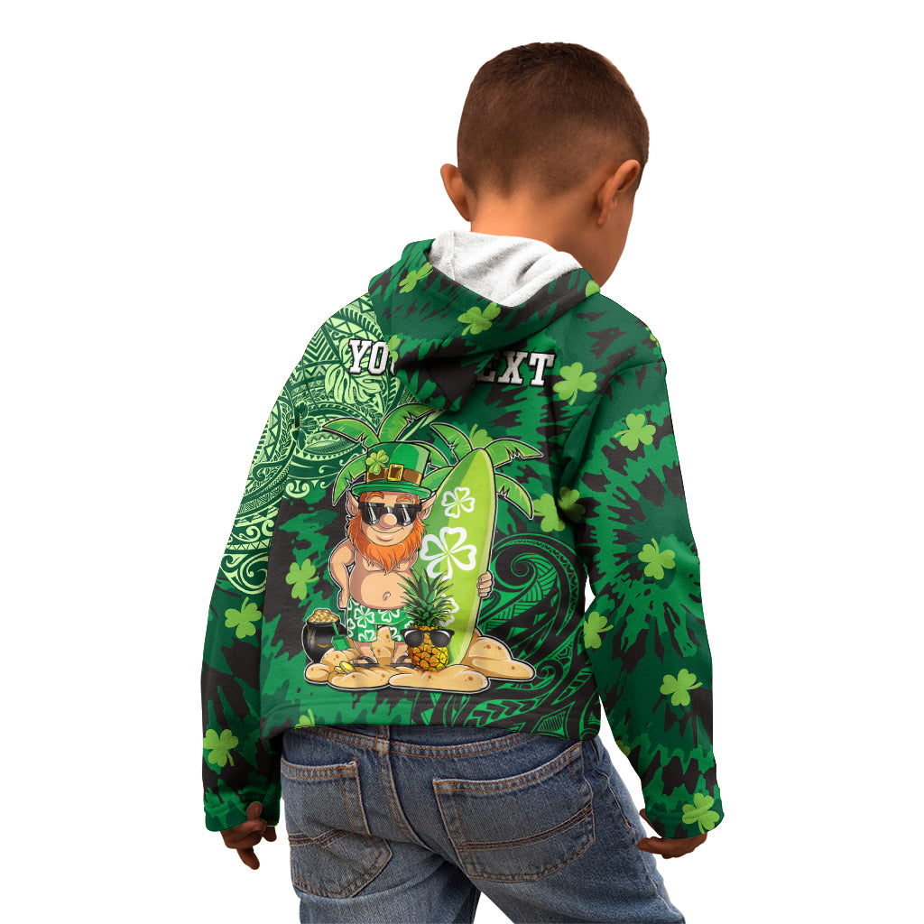Personalised Hawaii St.Patrick Day Kid Hoodie Surfing Leprechaun LT05 - Polynesian Pride