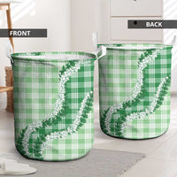 Green Hawaii Palaka Laundry Basket Hawaiian Honohono Lei