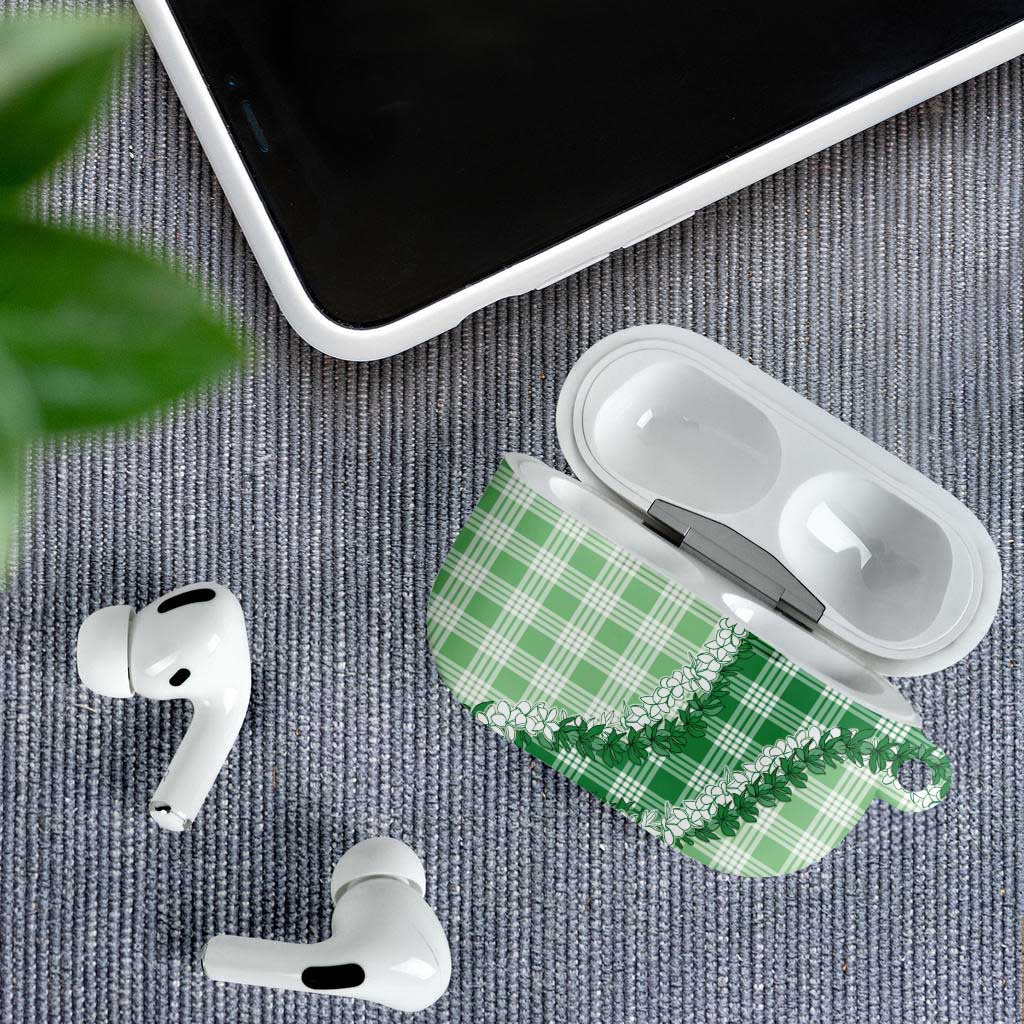 Green Hawaii Palaka AirPods Case Hawaiian Honohono Lei