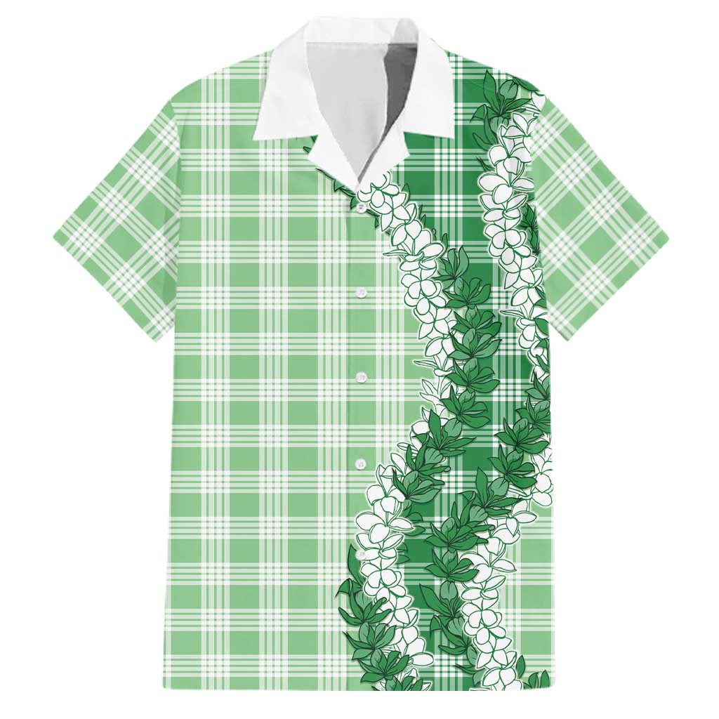 Green Hawaii Palaka Family Matching Long Sleeve Bodycon Dress and Hawaiian Shirt Hawaiian Honohono Lei LT05 Dad's Shirt - Short Sleeve Green - Polynesian Pride