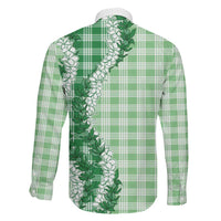 Green Hawaii Palaka Family Matching Long Sleeve Bodycon Dress and Hawaiian Shirt Hawaiian Honohono Lei LT05 - Polynesian Pride