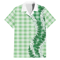 Green Hawaii Palaka Family Matching Off Shoulder Maxi Dress and Hawaiian Shirt Hawaiian Honohono Lei LT05 Dad's Shirt - Short Sleeve Green - Polynesian Pride
