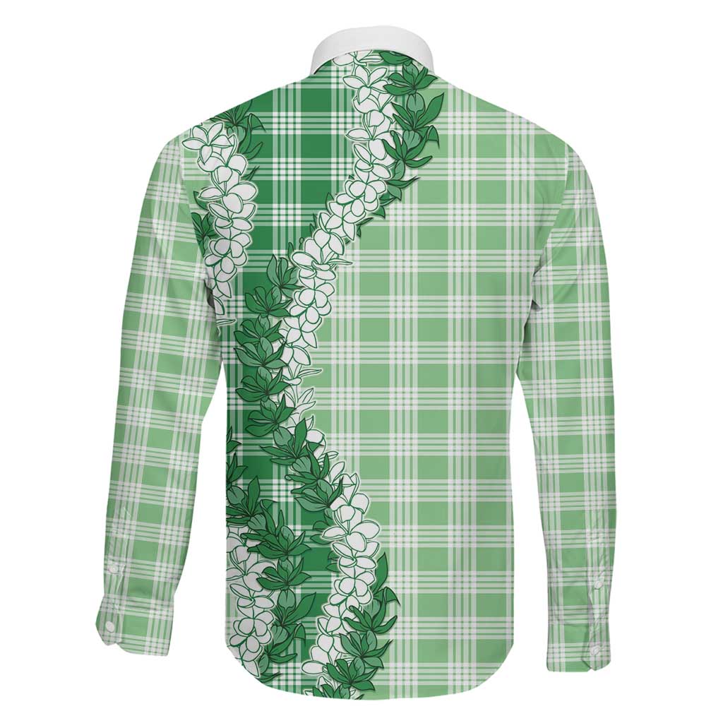 Green Hawaii Palaka Family Matching Off Shoulder Maxi Dress and Hawaiian Shirt Hawaiian Honohono Lei LT05 - Polynesian Pride