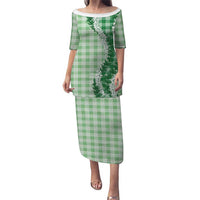 Green Hawaii Palaka Family Matching Puletasi and Hawaiian Shirt Hawaiian Honohono Lei LT05 Mom's Dress Green - Polynesian Pride