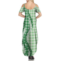 Green Hawaii Palaka Family Matching Summer Maxi Dress and Hawaiian Shirt Hawaiian Honohono Lei LT05 - Polynesian Pride