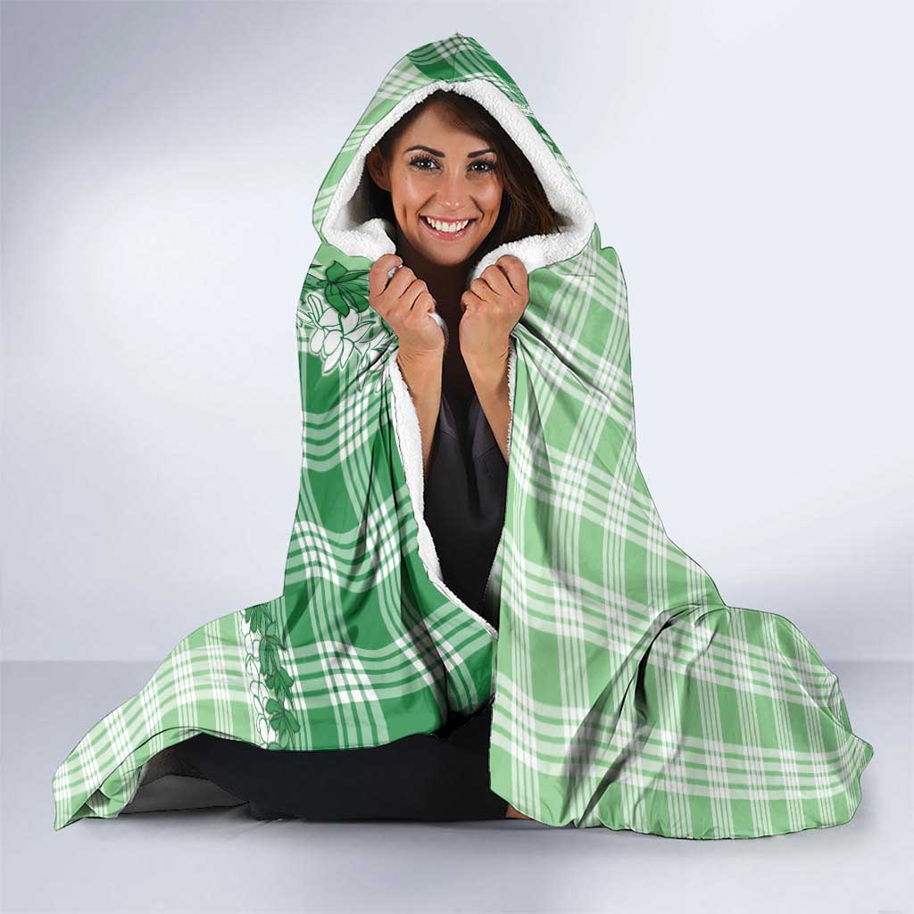 Green Hawaii Palaka Hooded Blanket Hawaiian Honohono Lei LT05 - Polynesian Pride