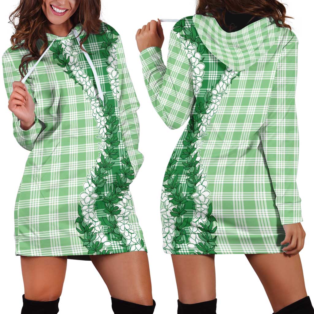 Green Hawaii Palaka Hoodie Dress Hawaiian Honohono Lei LT05 - Polynesian Pride