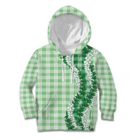 Green Hawaii Palaka Kid Hoodie Hawaiian Honohono Lei