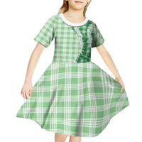 Green Hawaii Palaka Kid Short Sleeve Dress Hawaiian Honohono Lei LT05 - Polynesian Pride