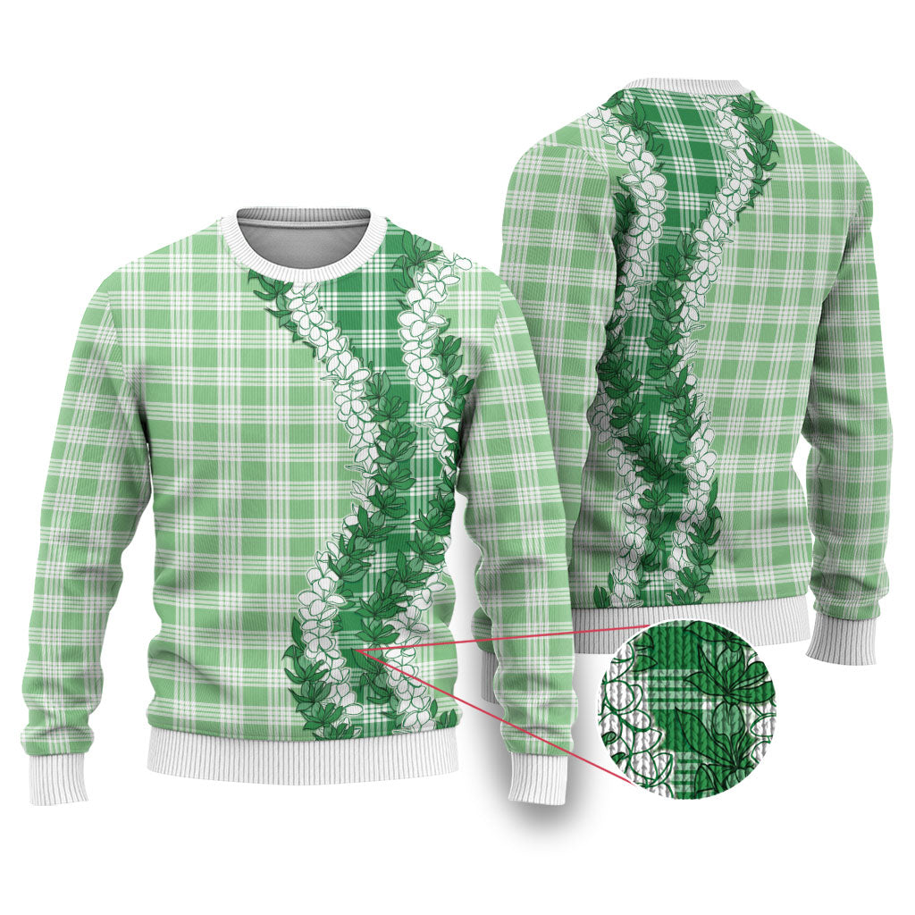 Green Hawaii Palaka Ugly Christmas Sweater Hawaiian Honohono Lei LT05 Green - Polynesian Pride